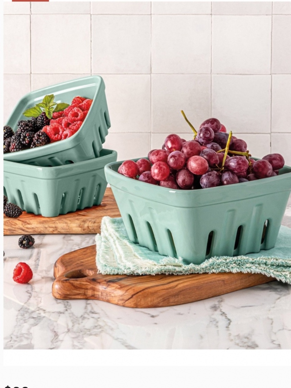 Over & Back 3-piece Multipurpose Berry Baskets, Brandnew